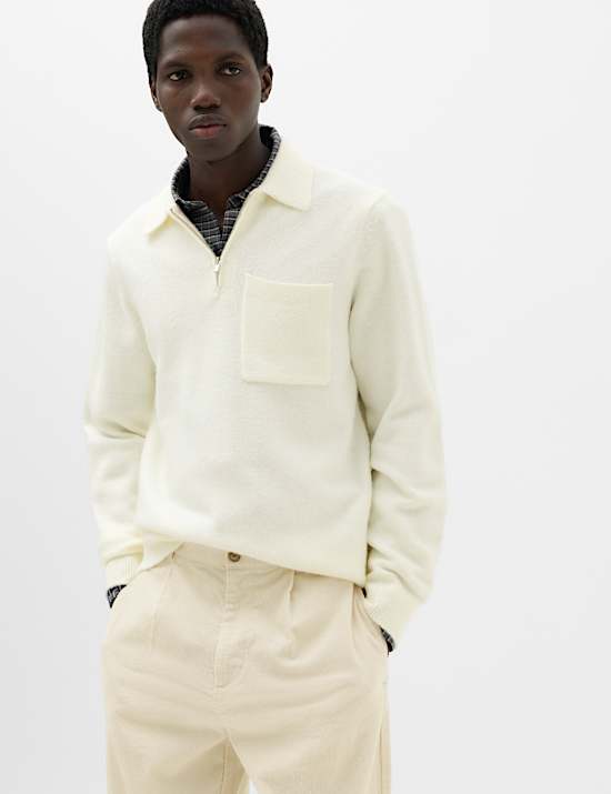 Supersoft Quarter Zip Knitted Polo Shirt