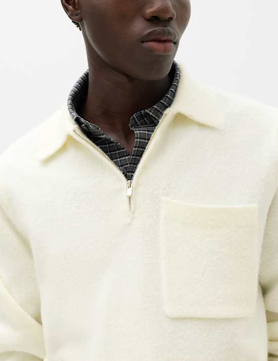 Supersoft Quarter Zip Knitted Polo Shirt