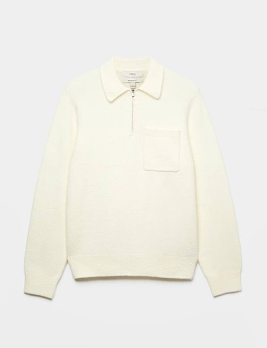 Supersoft Quarter Zip Knitted Polo Shirt
