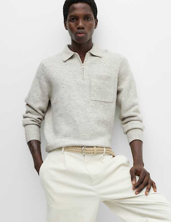 Supersoft Quarter Zip Knitted Polo Shirt