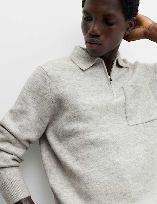 Supersoft Quarter Zip Knitted Polo Shirt