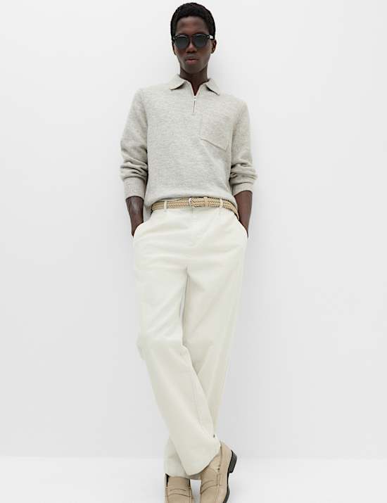 Supersoft Quarter Zip Knitted Polo Shirt