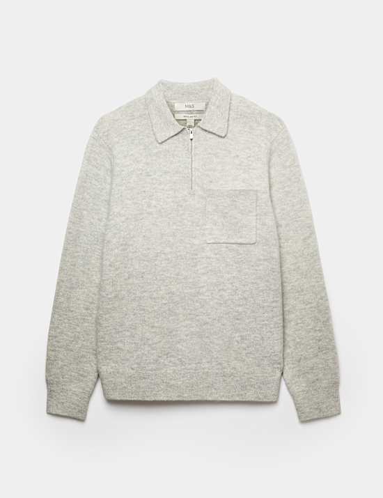 Supersoft Quarter Zip Knitted Polo Shirt