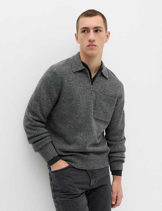 Supersoft Quarter Zip Knitted Polo Shirt