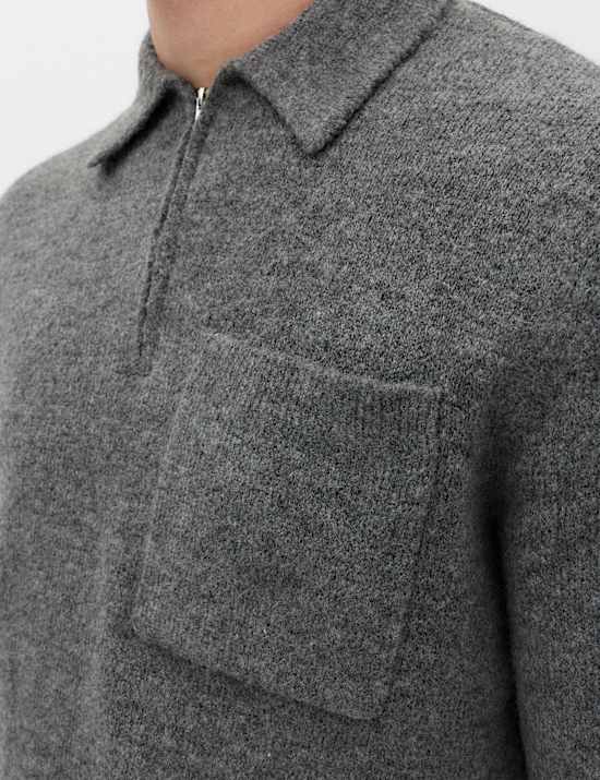 Supersoft Quarter Zip Knitted Polo Shirt