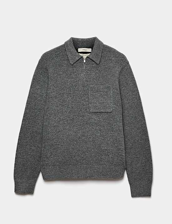 Supersoft Quarter Zip Knitted Polo Shirt
