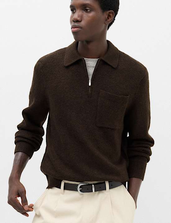 Supersoft Quarter Zip Knitted Polo Shirt