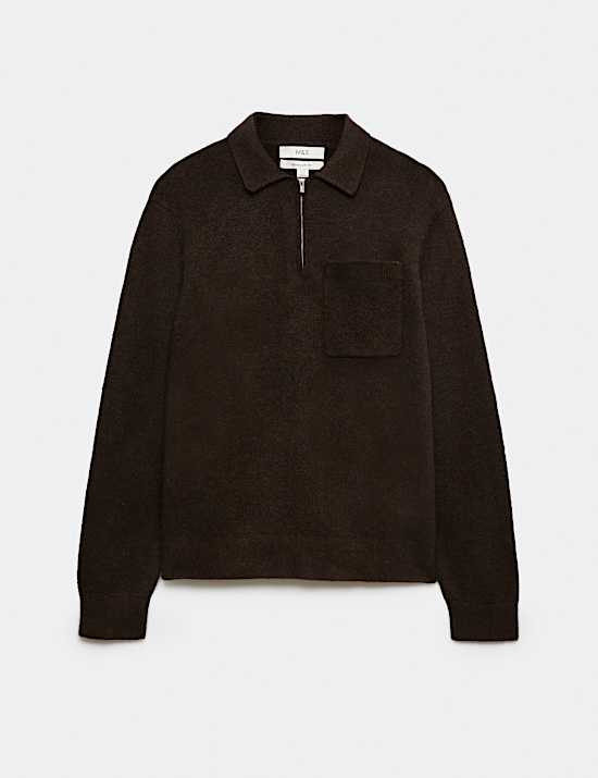 Supersoft Quarter Zip Knitted Polo Shirt
