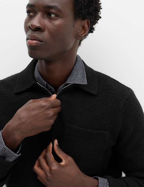 Supersoft Quarter Zip Knitted Polo Shirt