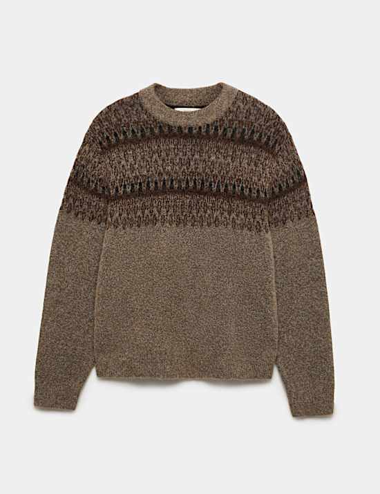 With Wool Fair Isle Crew Neck Jumper