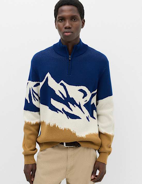 Cotton Rich Mountain Half Zip Jumper