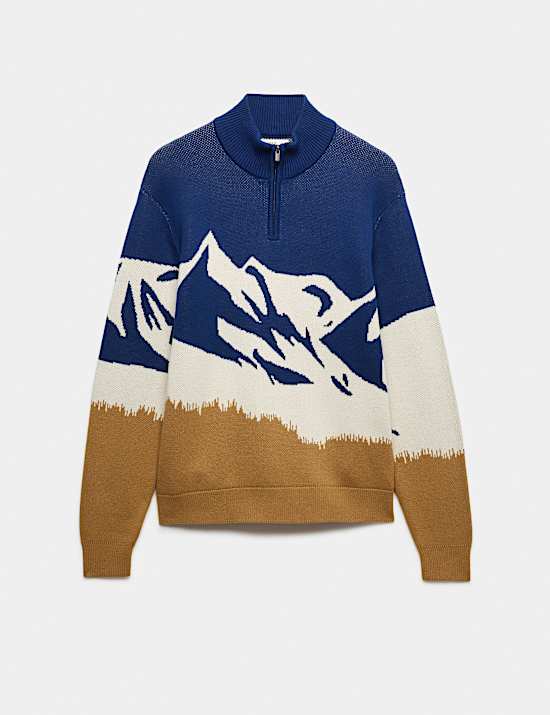 Cotton Rich Mountain Half Zip Jumper