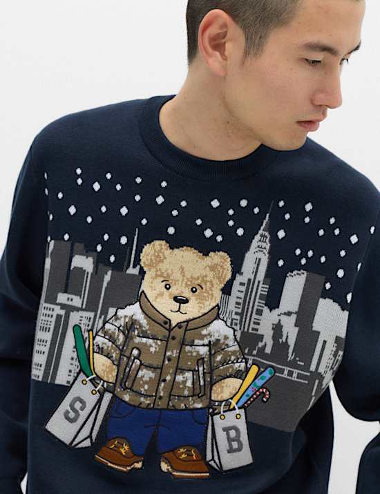 Pure Cotton Spencer Bear&trade; Crew Neck Jumper