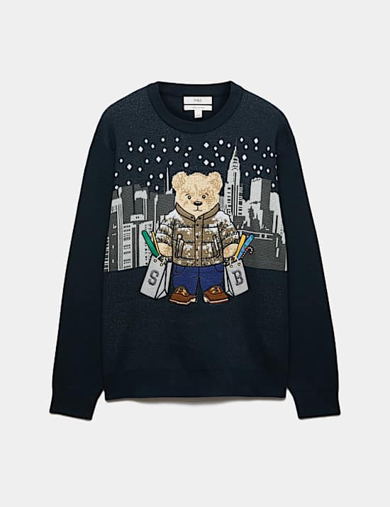 Pure Cotton Spencer Bear&trade; Crew Neck Jumper
