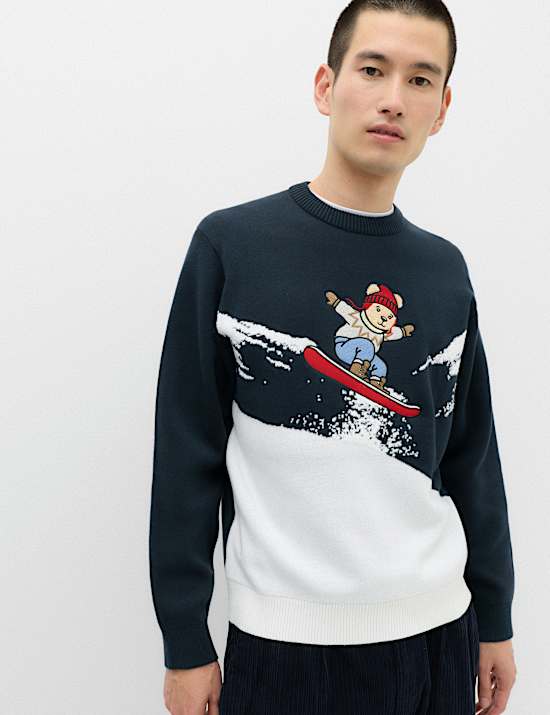 Pure Cotton Spencer Bear&trade; Crew Neck Jumper