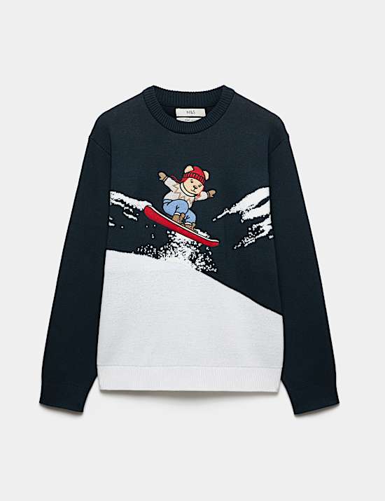 Pure Cotton Spencer Bear&trade; Crew Neck Jumper