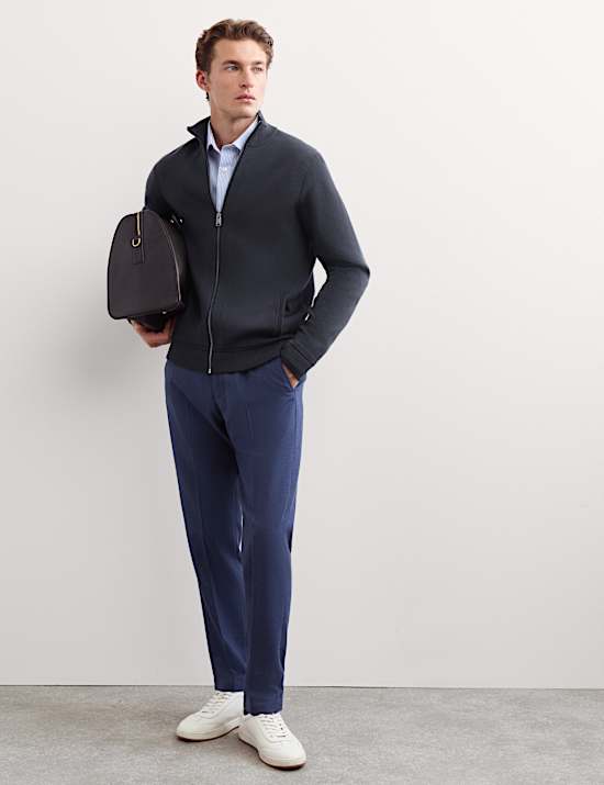 Merino Wool Rich Funnel Neck Zip Up Cardigan
