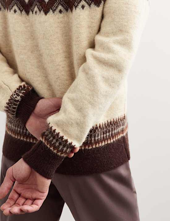 Alpaca Blend Fair Isle Half Zip Jumper