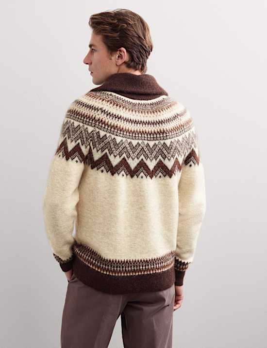 Alpaca Blend Fair Isle Half Zip Jumper