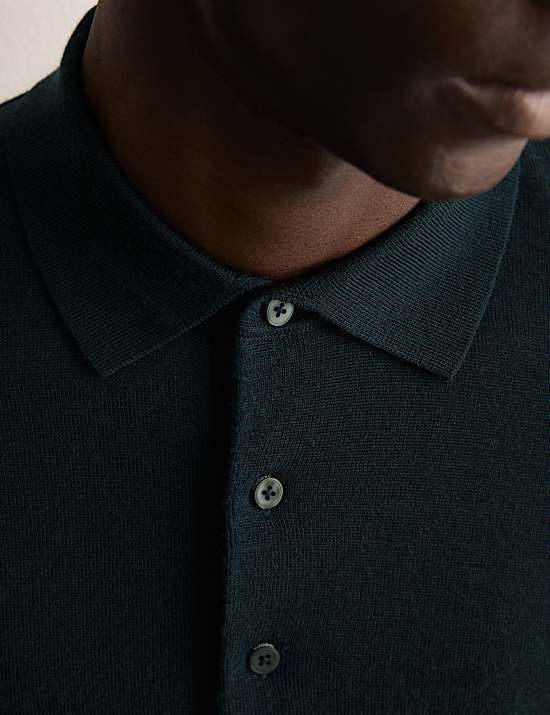 Polo de punto de lana merino con seda