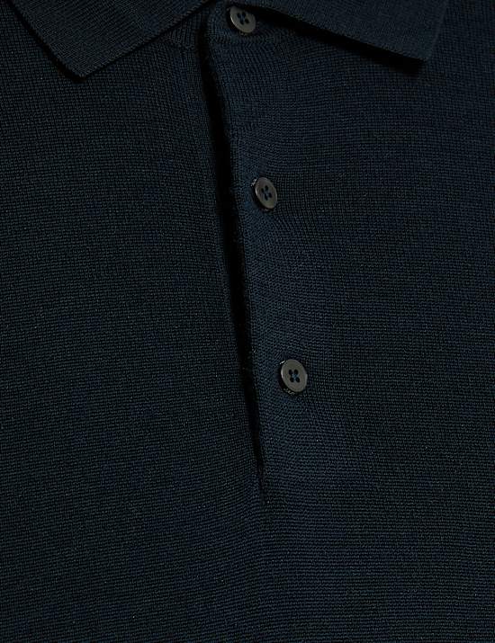 Polo de punto de lana merino con seda