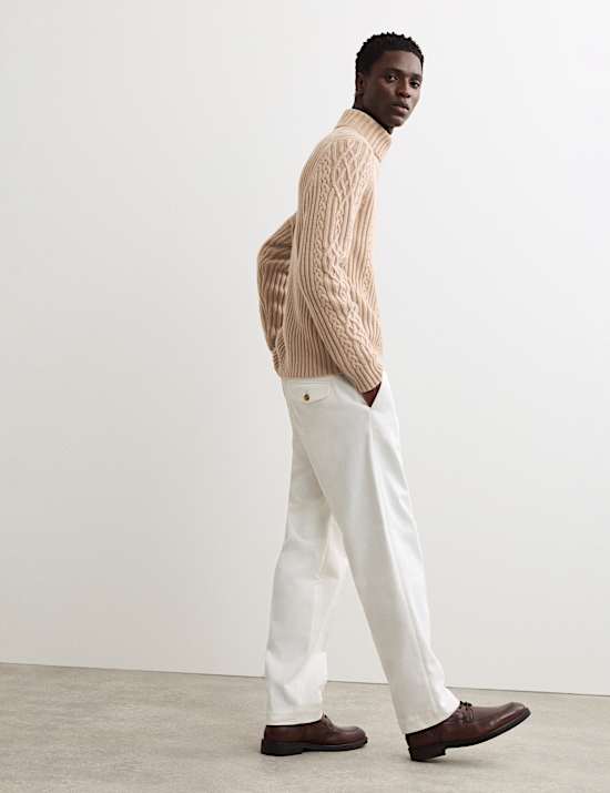 Pure Lambswool Cable Roll Neck Jumper