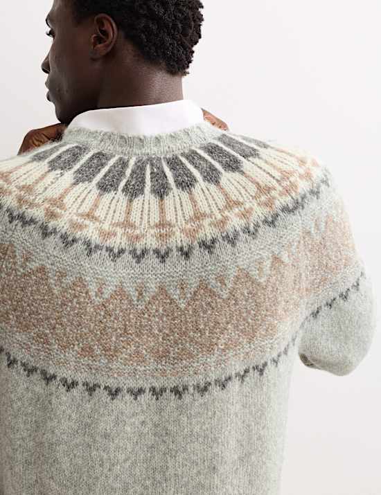 Pull en alpaga &agrave; motif jacquard et col rond