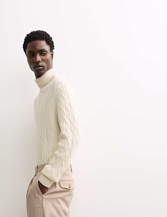 Pure Cashmere Diagonal Roll Neck Jumper