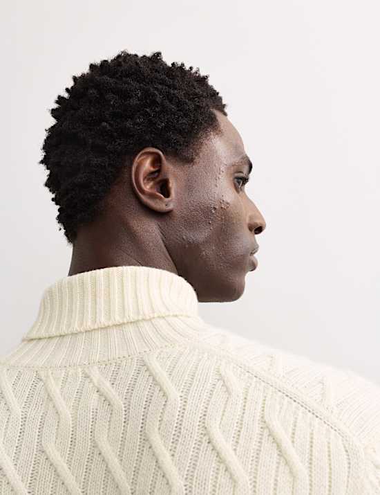 Pure Cashmere Diagonal Roll Neck Jumper