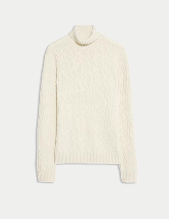 Pure Cashmere Diagonal Roll Neck Jumper