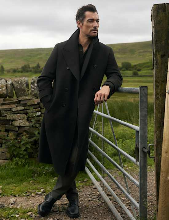Pure Wool Double Breasted Revere Overcoat