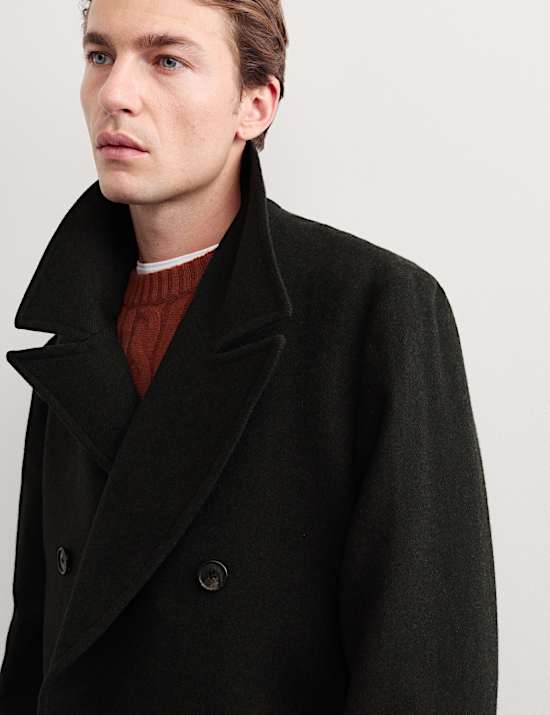 Pure Wool Double Breasted Revere Overcoat