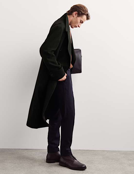 Pure Wool Double Breasted Revere Overcoat