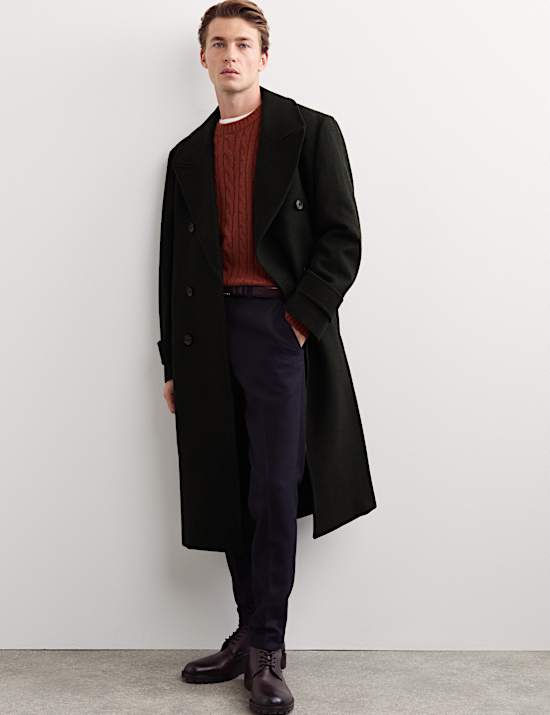Pure Wool Double Breasted Revere Overcoat