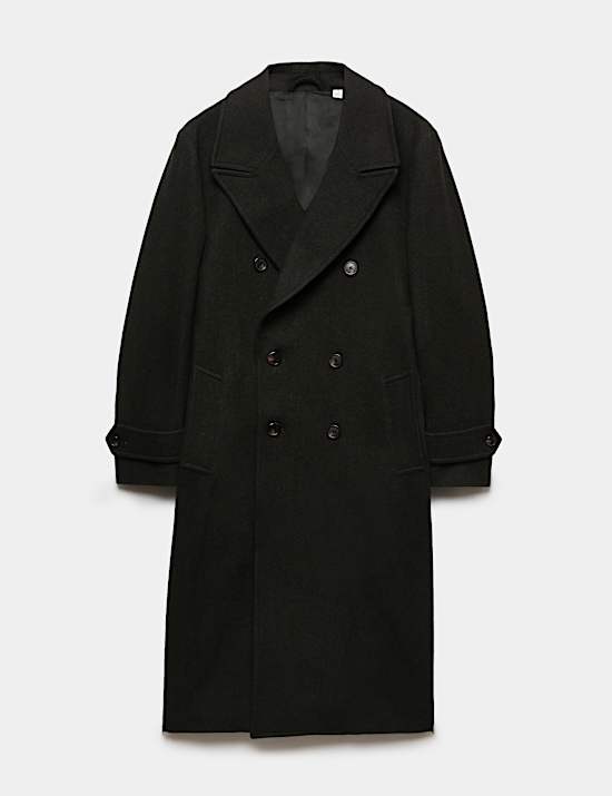 Pure Wool Double Breasted Revere Overcoat