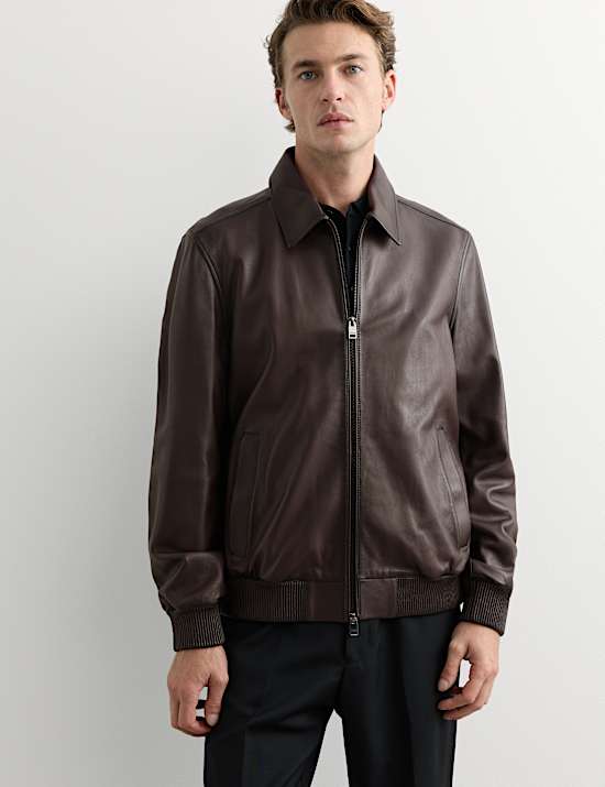 Burnished Leather Harrington Jacket