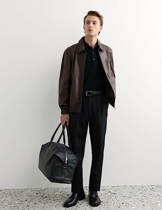 Burnished Leather Harrington Jacket