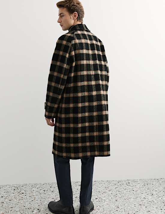 Pure Wool Check Overcoat