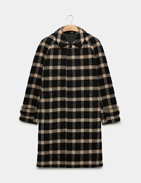 Pure Wool Check Overcoat