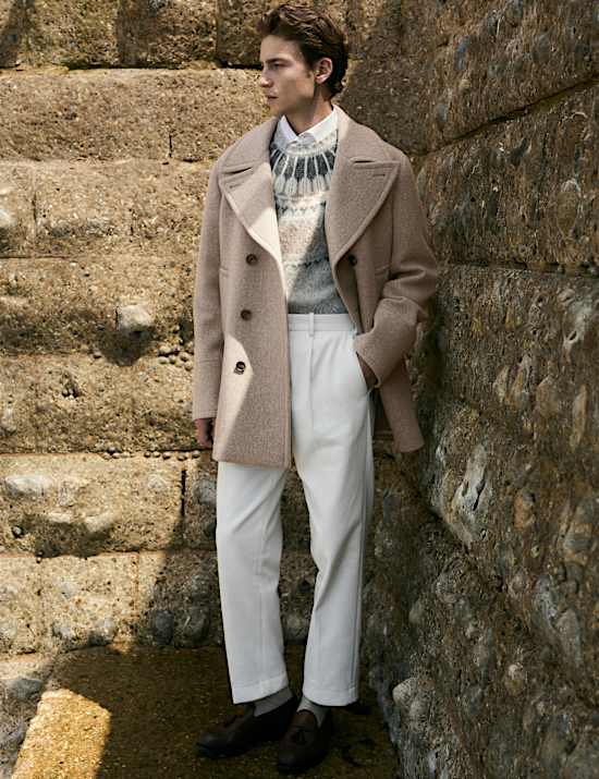 Jekker van Italiaanse wol met platte kraag