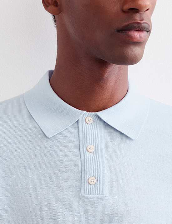 Merino Wool with Silk Knitted Polo Shirt