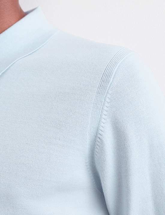 Merino Wool with Silk Knitted Polo Shirt
