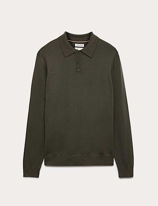 Polo en maille de laine m&eacute;rinos et soie