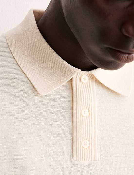 Merino Wool Rich with Silk Knitted Polo Shirt