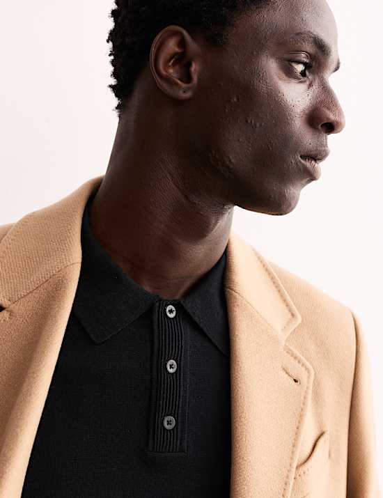 Merino Wool with Silk Knitted Polo Shirt