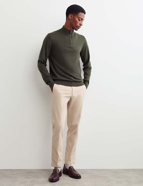 Pull en laine m&eacute;rinos et soie &agrave; encolure demi-zipp&eacute;e