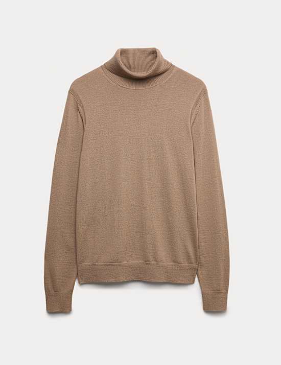 Extra Fine Merino Roll Neck Jumper with Silk