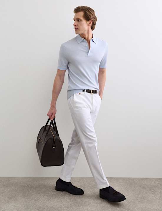 Merino Wool with Silk Knitted Polo Shirt