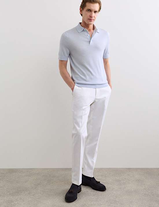 Merino Wool with Silk Knitted Polo Shirt