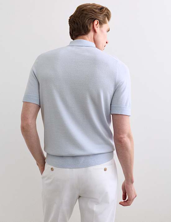 Merino Wool with Silk Knitted Polo Shirt